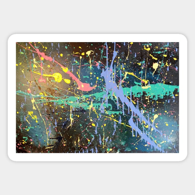 Jackson Pollock Inspired Splatter Paint Rainbow Sticker by TheRealFG